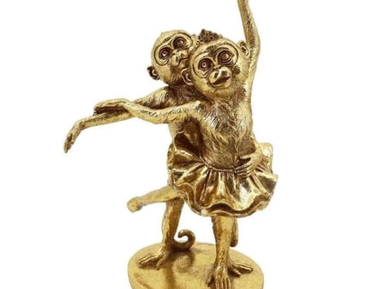 Διακοσμητικοί Πίθηκοι 3-70-693-0040 19x11x30cm Gold Inart Πολυρεσίνη