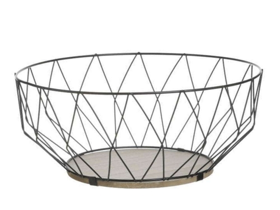 Φρουτιέρα Μεταλλική 6-60-508-0075 Φ28x12cm Natural-Black Click Μέταλλο,Ξύλο