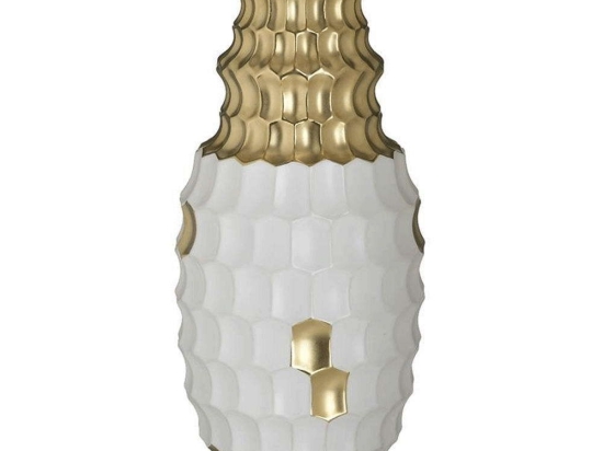 Βάζο Κεραμικό 3-70-847-0062 Φ16x35cm White-Gold Inart Κεραμικό