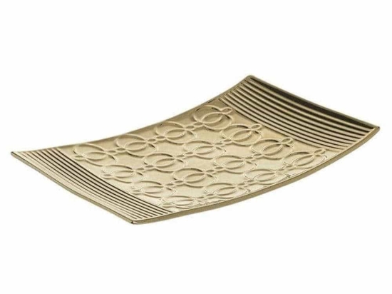 Διακοσμητική Πιατέλα 3-70-847-0071 32x20x3cm Gold Inart Κεραμικό