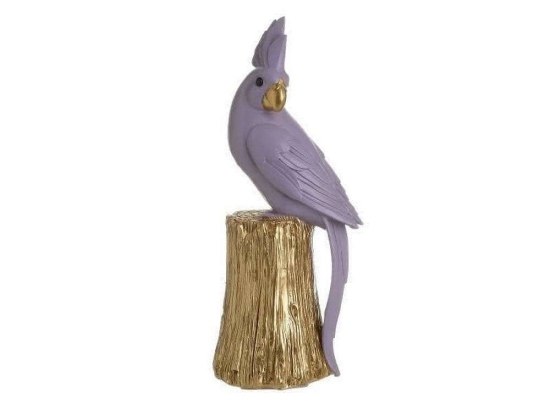 Διακοσμητικός Παπαγάλος 3-70-401-0153 9x7x19cm Purple-Gold Inart Ρητίνη