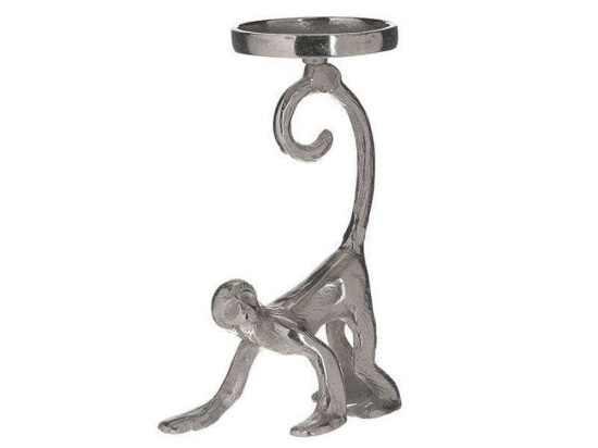 Κηροπήγιο Πίθηκος 3-70-653-0028 15x12x22cm Silver Inart Μέταλλο