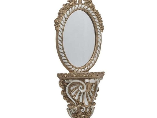 Καθρέπτης Τοίχου Με Ράφι 3-95-649-0002 17x8x45cm White-Gold Inart Πολυρεσίνη