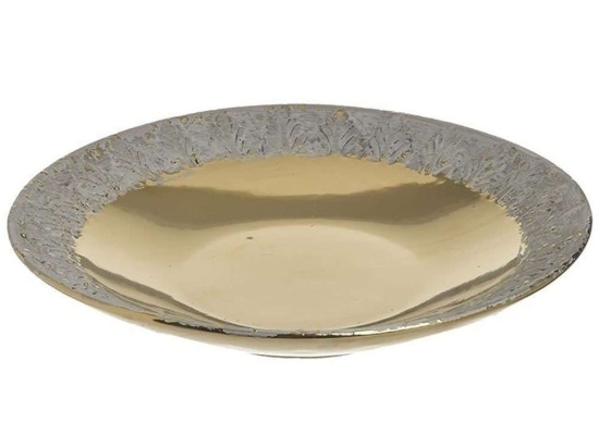 Διακοσμητική Πιατέλα 3-70-685-0257 Φ31x6cm Gold-White Inart Κεραμικό