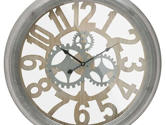 Ρολόι Τοίχου 3-20-773-0373 Φ62cm Natural-Grey Inart Μέταλλο,Ξύλο