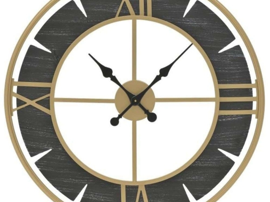 Ρολόι Τοίχου 3-20-977-0313 Φ80cm Black-Gold Inart Μέταλλο,Ξύλο