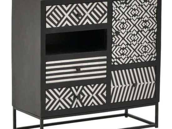 Συρταριέρα 3-50-350-0057 80x35x80cm White-Black Inart