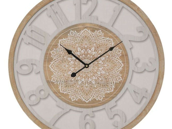 Ρολόι Τοίχου 3-20-773-0392 Φ58x4cm Natural-White Inart Ξύλο