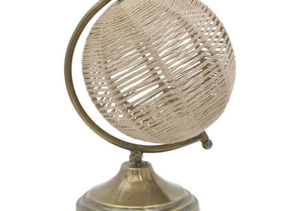 Υδρόγειος Σφαίρα 3-70-803-0058 Φ14x24cm Cream-Gold Inart Μέταλλο