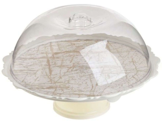 Τουρτιέρα Με Πόδι 6-70-496-0014 Φ33x19cm White-Gold Click Πλαστικό