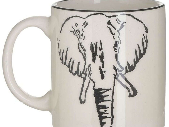 Κούπα Ελέφαντας (Σετ 6Τμχ) 3-60-069-0011 12x9x9cm 300ml Black-White Inart Κεραμικό