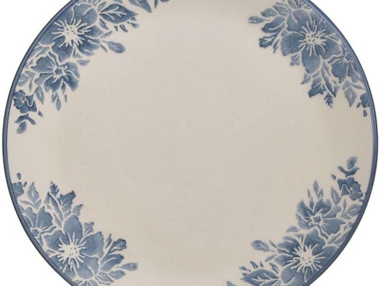 Πιάτο Φαγητού (Σετ 6Τμχ) 3-60-069-0021 Φ25x2cm White-Blue Inart Πορσελάνη