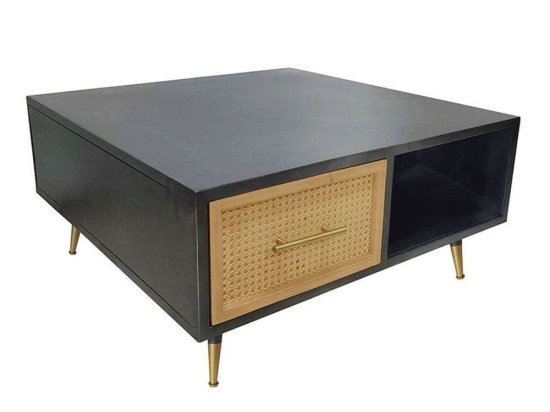Τραπέζι Σαλονιού 3-50-128-0025 80x80x40cm Black-Natural Inart