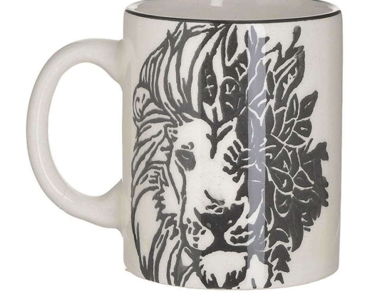 Κούπα Λιοντάρι (Σετ 6Τμχ) 3-60-069-0013 300ml 12x9x9cm White-Black Inart Κεραμικό