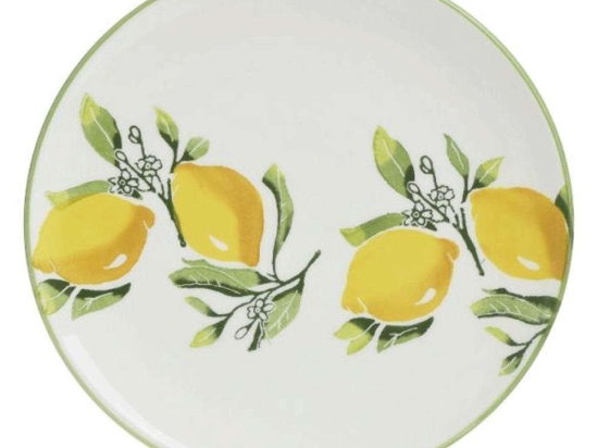 Πιατέλα Στρογγυλή Λεμόνια 3-60-017-0064 Φ26x2cm White-Yellow-Green Inart Κεραμικό