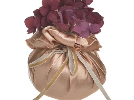 Διακοσμητικό Πουγκί 3-70-151-0421 Φ15x16cm Gold-Purple Inart Πλαστικό, Ύφασμα