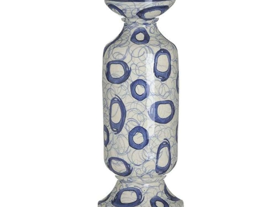 Κηροπήγιο Πορσελάνινο 3-70-779-0018 Φ12x27cm Beige-Blue Inart Πορσελάνη