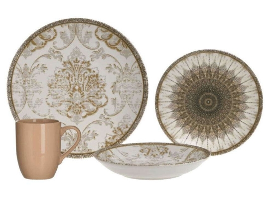 Σερβίτσιο Πιάτα Φαγητού (Σετ 24Τμχ) 6-60-022-0062 Beige-Ecru Click 24 τμχ Κεραμικό