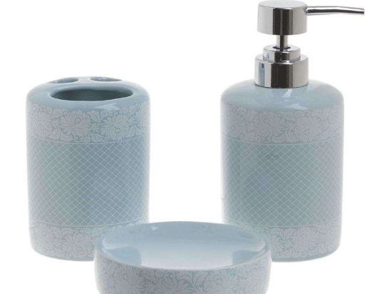 Σετ Μπάνιου 3Τμχ 6-65-151-0001 White-Blue Click Κεραμικό