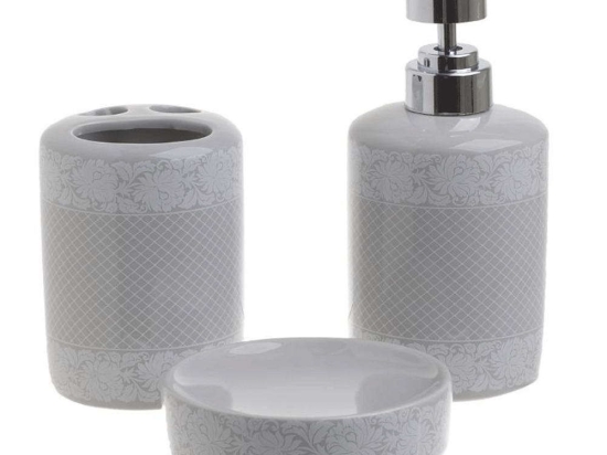 Σετ Μπάνιου 3Τμχ 6-65-151-0003 White-Grey Click Κεραμικό