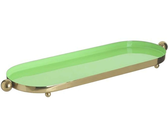 Διακοσμητική Πιατέλα 3-70-650-0054 46x15x3cm Green-Gold Inart Μέταλλο