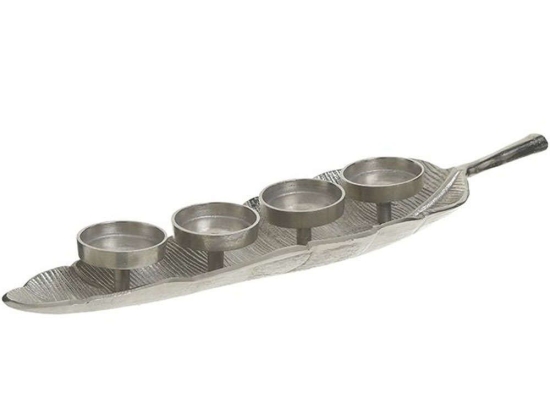 Κηροπήγιο 4 Θέσεων 3-70-985-0081 61x15x6cm Silver Inart Αλουμίνιο