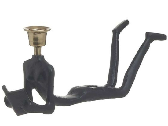 Κηροπήγιο Αναγνώστης 3-70-893-0011 28x8x12cm Black-Gold Inart Αλουμίνιο