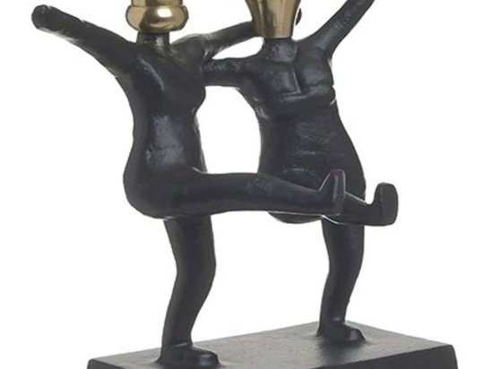 Κηροπήγιο 2 Θέσεων Χορευτές 3-70-893-0013 13x23x23cm Black-Gold Inart Αλουμίνιο