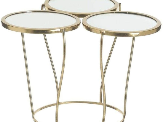 Ορντεβιέρα 3 Θέσεων Με Καθρέπτη 3-70-729-0089 Φ30x20cm Gold Inart Μέταλλο,Γυαλί