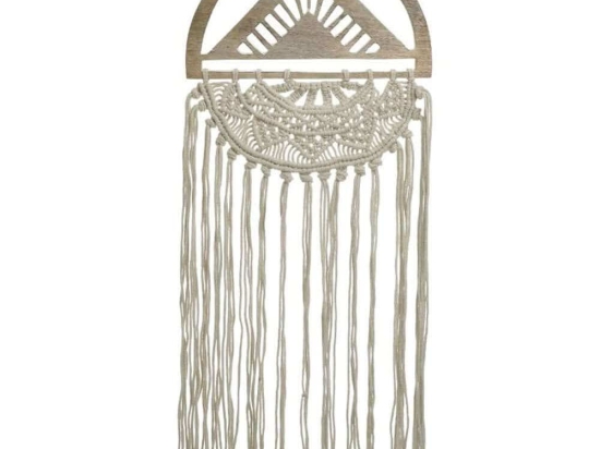 Διακοσμητικό Τοίχου Κρεμαστό 3-70-840-0012 34x3x80cm Ecru-Natural Inart Ξύλο,Σχοινί