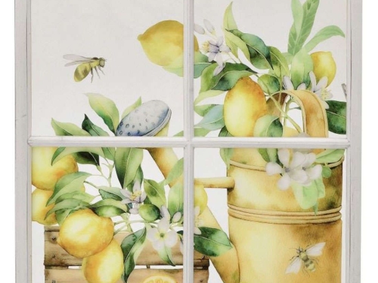 Διακοσμητικό Τοίχου Λεμονιά 3-70-242-0026 64x2x64cm Multi Inart Ξύλο,Πλαστικό