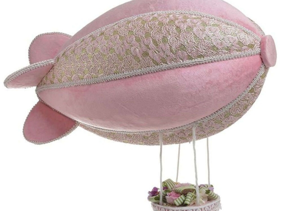 Διακοσμητικό Αερόστατο 3-70-530-0057 40x20x35cm Gold-Pink Inart Ύφασμα,Polyfoam