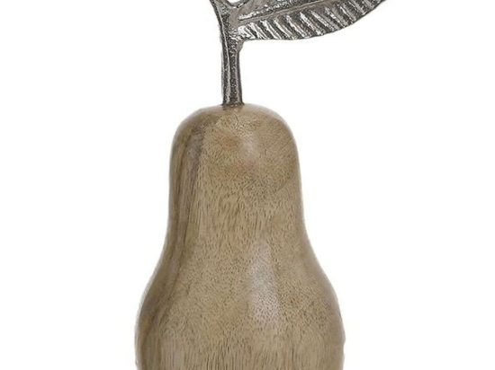 Διακοσμητικό Αχλάδι 3-70-985-0044 10x9x18cm Natural-Silver Inart Μέταλλο,Ξύλο