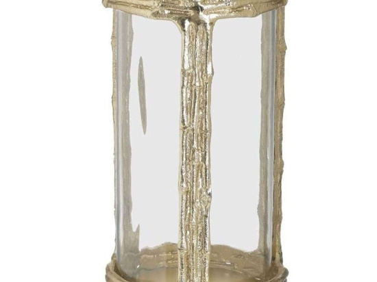 Κηροπήγιο 3-70-983-0063 Φ14x26cm Gold Inart Αλουμίνιο,Γυαλί