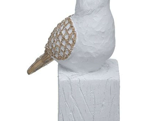 Διακοσμητικό Πουλάκι 3-70-739-0113 9x8x15cm White-Natural Inart Πολυρεσίνη
