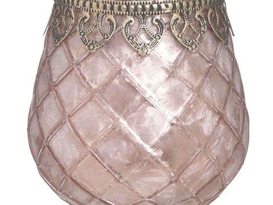 Κηροπήγιο 3-70-912-0211 Φ13x14cm Beige-Bronze Inart Μέταλλο,Γυαλί