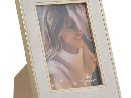 Κορνίζα Βελούδινη 6-30-467-0034 15x20cm Cream-Gold Click Βελούδο, Μέταλλο