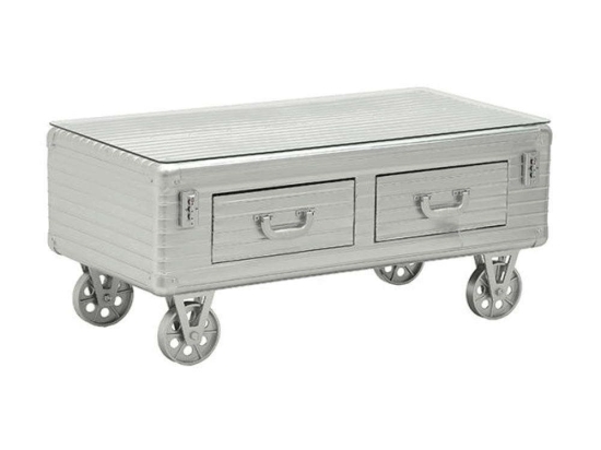 Τραπέζι Σαλονιού Με Ρόδες 3-50-479-0088 100x52x46cm Silver Inart