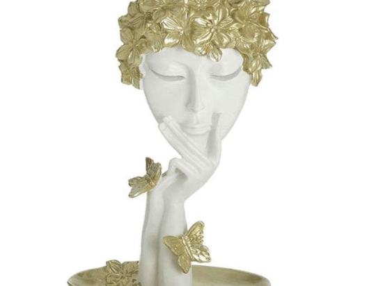 Διακοσμητικό Επιτραπέζιο 3-70-151-0632 15x10x28cm White-Gold Inart Ρητίνη