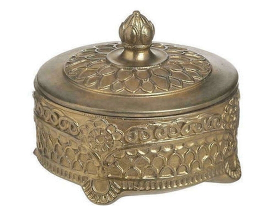 Διακοσμητικό Κουτί 3-70-446-0095 Φ11x9cm Gold Inart Ρητίνη