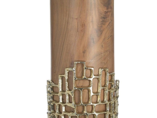 Κηροπήγιο Ρεσώ 3-70-983-0084 14x26 Antique Gold-Natural Inart Ξύλο,Αλουμίνιο