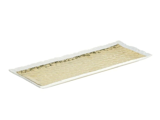 Πιατέλα Πορσελάνινη 3-60-761-0007 45x16x3 Gold-White Inart Πορσελάνη