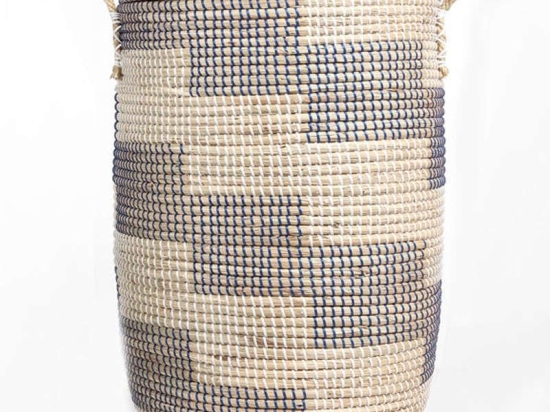 Καλάθι Aπλύτων Tortilla Με Καπάκι Και Χερούλια 0510046 (43/33x65) White-Blue Soulworks Seagrass