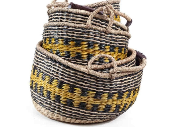 Καλάθια Cocktail (Σετ 5Τμχ) 0680005 (Φ40x22, Φ35x20, Φ30x18, Φ25x16, Φ20x14) Multi Soulworks Seagrass