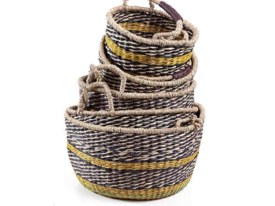 Καλάθια Brandy (Σετ 5Τμχ) 0680008 (Φ40x22, Φ35x20, Φ30x18, Φ25x16, Φ20x14) Multi Soulworks Seagrass