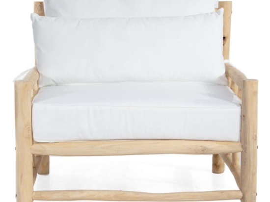 Πολυθρόνα Napoli 780002 90x90x80cm Με Μαξιλάρια Natural-White Soulworks