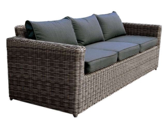 Καναπές Arizona Ε6734,3 Με Wicker Grey - Brown Και Μαξιλάρια Aνθρακί Τριθέσιος