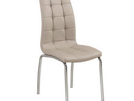 Καρέκλα Melva ΕΜ942,3 42x56x96cm Chrome-Cappuccino Σετ 4τμχ Μέταλλο,Τεχνόδερμα