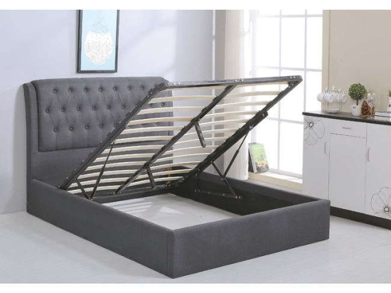 Κρεβάτι Maxwell Ε8093,1 Με Αποθηκευτικό Χώρο  Ύφασμα Grey Υπέρδιπλο Στρώμα 160χ200cm Ξύλο,Ύφασμα