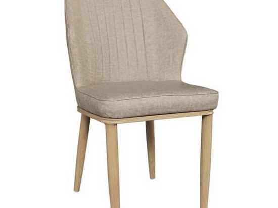 Καρέκλα Delux ΕΜ156,2 49x51x89cm Natural-Beige Σετ 6τμχ Μέταλλο,Τεχνόδερμα